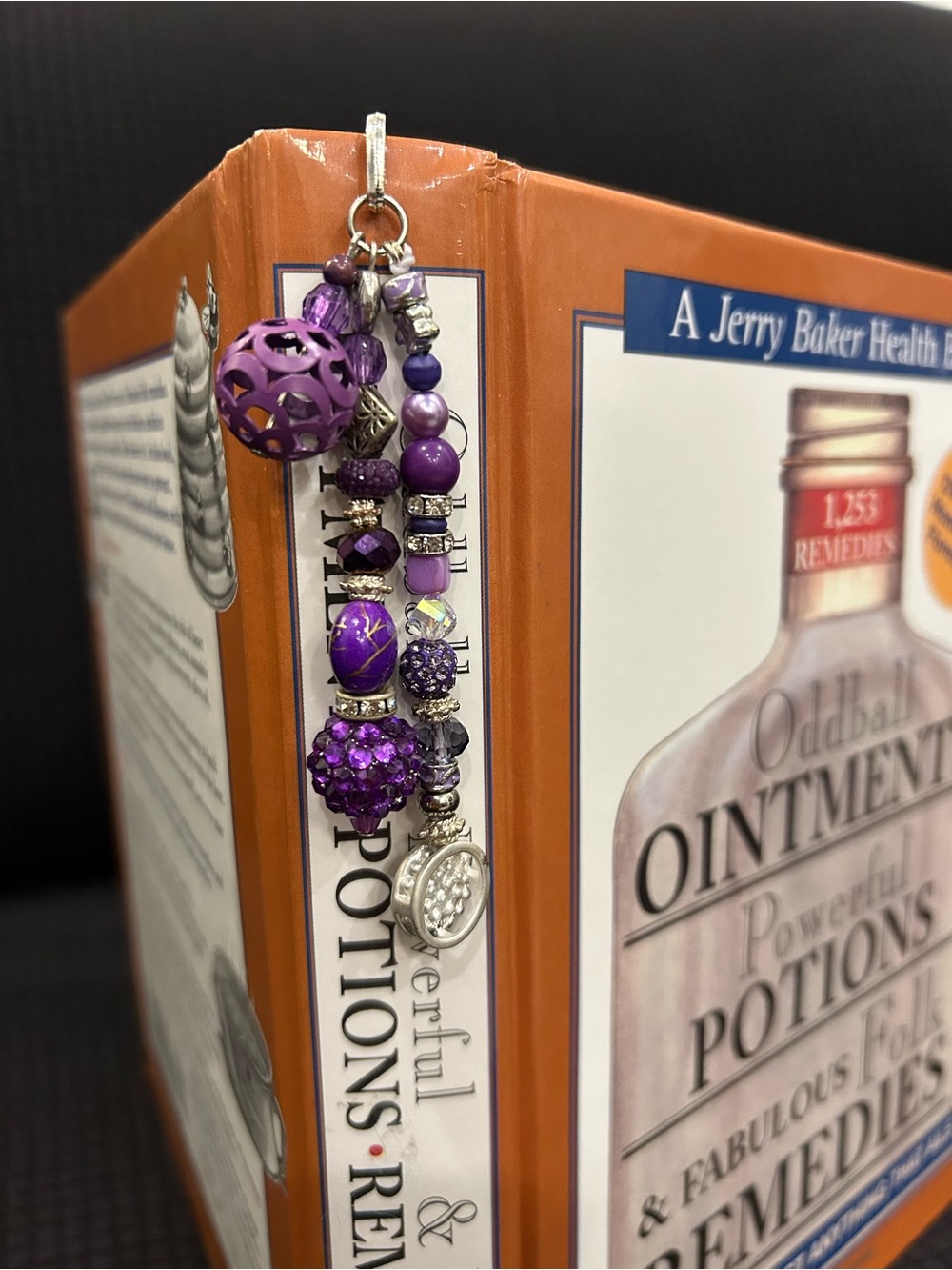 Handmade Purple Beaded Book Charm - Home Accents